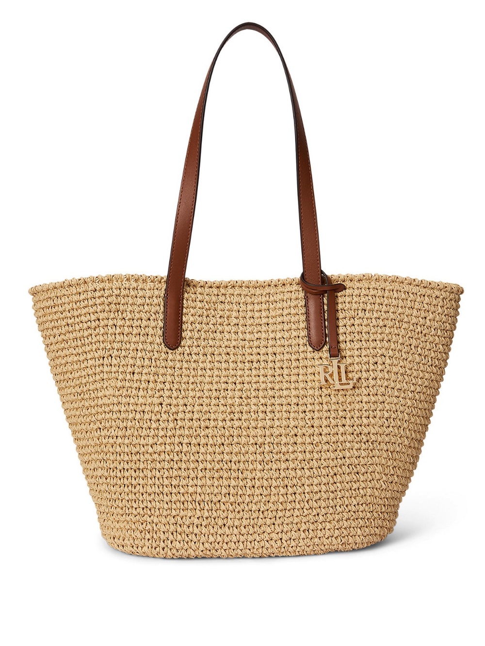Ralph Lauren Natural Straw Tote with Tan Leather Handles - Picture 7 of 10